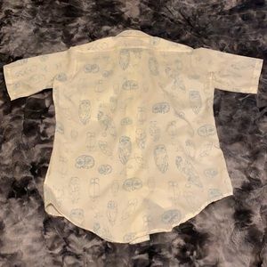 Mens M Van Heusen Hampshire House Vintage Owl Sketch Button Down